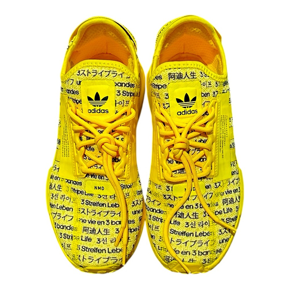 New adidas German"3 Streifen Leben"NMD_R1V2 Yellow Boost shoes juniors' size 6.5